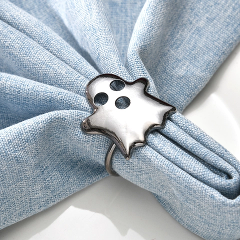 Halloween Napkin Rings Ghost Pumpkin Witch Hat Black Cat Spider Design Metal Napkin Buckle For Hotel Banquet Table Decoration