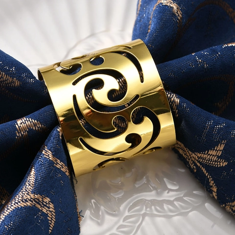 Metal Napkin Rings Zinc Alloy Hollow Comma Design Table Decoration For Wedding Hotel Party Elegant Electroplated