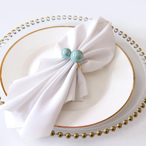 Napkin Rings Metal U-Shaped With Double Imitation Artificial Pearls Elegant Table Buckles For Wedding Hotel Dining Decoration