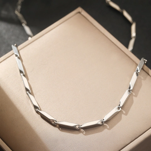 Minimalist Stainless Steel Necklace For Men And Women Geometric Bar Link Chain Jewelry High Polish Fashion Trendy