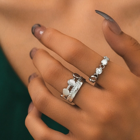 Anelli Aperti In Acciaio Inossidabile Placcato Oro 18K Retrò Francese Per Donna Hip Hop Geometrico Tondo Cavo Gioielli