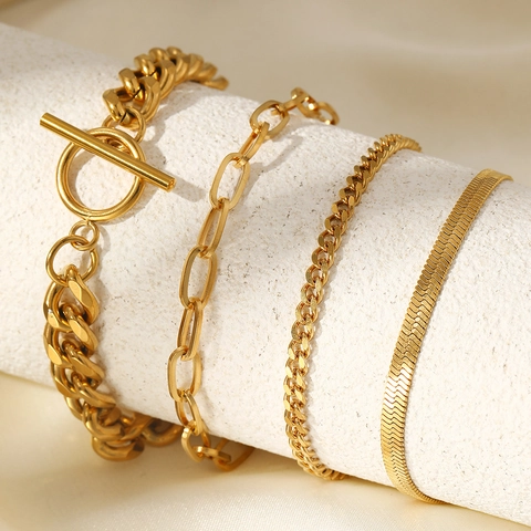 Bracelets À Chaîne En Acier Inoxydable Rétro Hip Hop Punk Fermoir OT Bijoux Mode Femmes Hommes