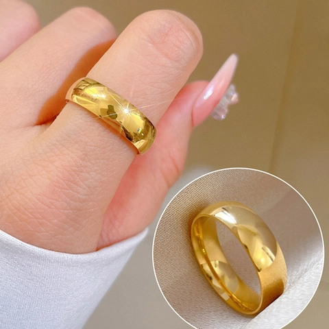 Bague Minimaliste Acier Inoxydable Poli Miroir Anneau Lisse Unisexe Bijoux De Mode Simple Elégant