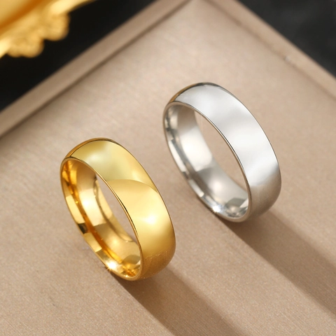 Bague Minimaliste Acier Inoxydable Poli Miroir Anneau Lisse Unisexe Bijoux De Mode Simple Elégant