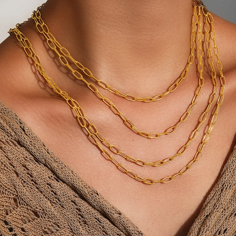 Minimalist Stainless Steel Paperclip Chain Necklace Fashion Versatile Linked Choker For Women Men Daily Jewelry