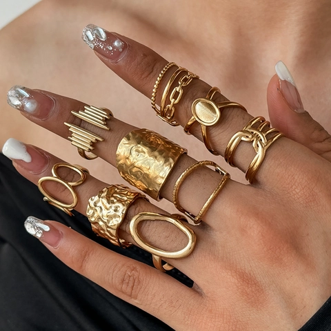 Edelstahl Ring Geometrisch Ausgehöhlt Verstellbar Offen Minimalistisch Vintage Mode Schmuck Für Damen Herren