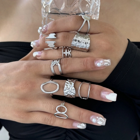 Edelstahl Ring Geometrisch Ausgehöhlt Verstellbar Offen Minimalistisch Vintage Mode Schmuck Für Damen Herren