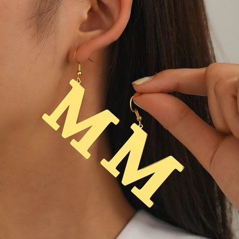 Anfangsbuchstaben Ohrhänger Edelstahl Markante Alphabet Tropfen Für Damen Modischer Statement Schmuck