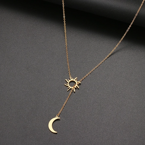 Collana Con Pendente Sole E Luna In Acciaio Inossidabile Catena Lariat A Forma Di Y Gioielli Celestiali Da Donna