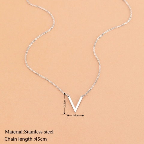 Minimalistische V-Förmige Anhänger Halskette Edelstahl Einfache Buchstabe V Schlüsselbeinkette Gold Silber Farbe Schmuck Geschenk Für Damen