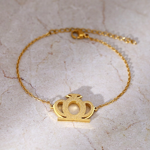 Edelstahl Krone Anhänger Armband Matt Finish Verstellbare Kette Für Damen Mode Schmuck