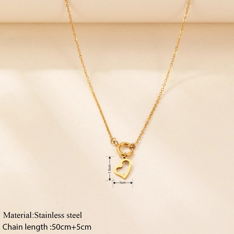 Hohl Herz Anhänger Halskette Edelstahl Minimalistisch Trendy Schmuck Geschenk Für Frauen Elegant O-Kette Gold Silber