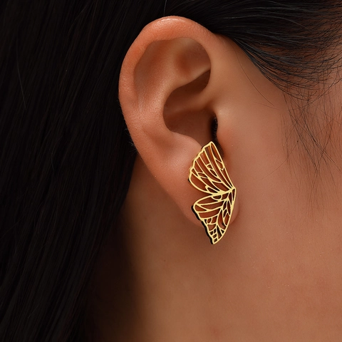 Edelstahl Schmetterlingsflügel Ohrstecker Ausgehöhlt Geometrische Filigrane Mode Für Frauen