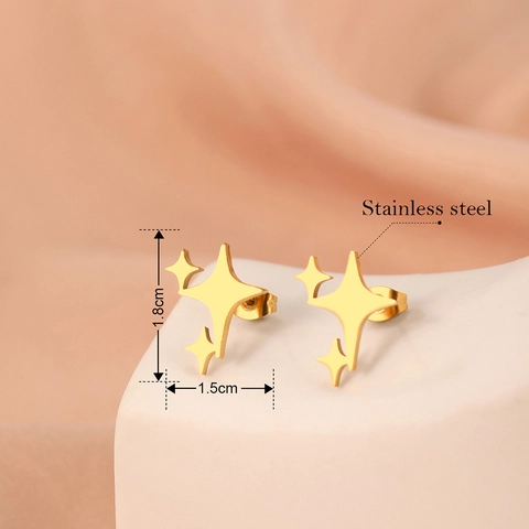 Roestvrijstalen Oorknopjes Glinsterende Sterren Cluster Minimalistische Ins Stijl Sieraden Voor Dames Heren