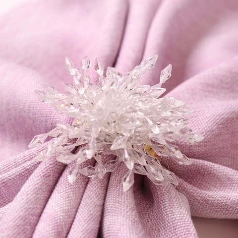 Portatovaglioli In Perle Di Cristallo A Forma Di Fiocco Di Neve Supporto In Metallo Dorato Per Decorazione Tavola