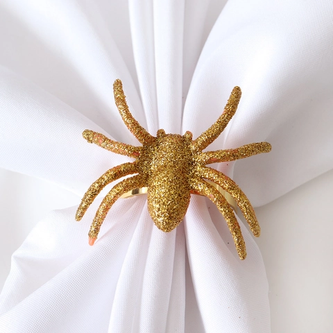 Halloween Spider Skeleton Hand Sequin Napkin Rings Plastic Resin Plated Alloy Metal Table Decoration Party Gothic Style Dining Accessories