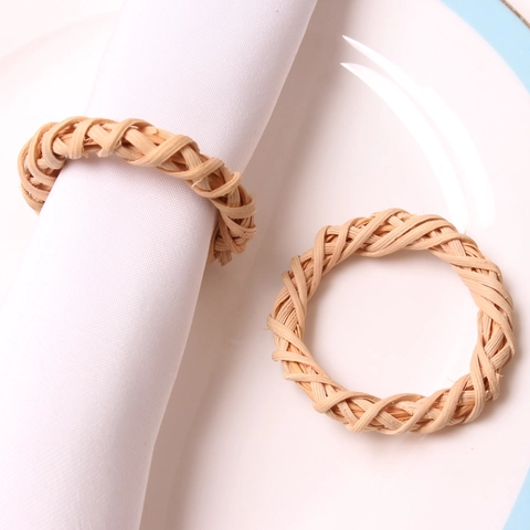Portatovaglioli In Rattan Intrecciato A Mano Fibbie Per Tovaglioli In Paglia Naturale Per Matrimoni Decorazione Tavola Rustica