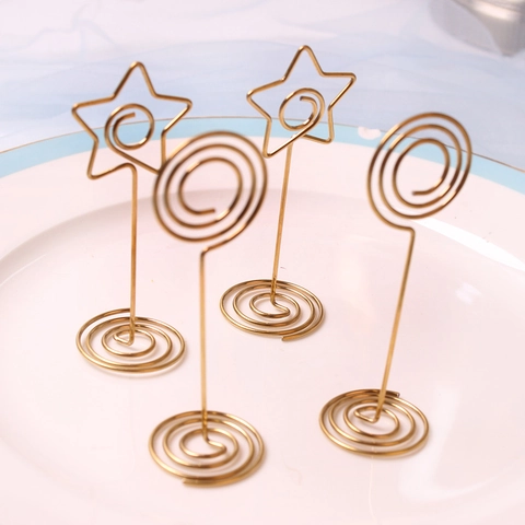 Gold Stainless Steel Star Spiral Place Card Holder Wedding Table Number Photo Memo Stand Decorative Desktop Clip
