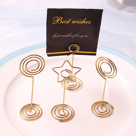 Gold Stainless Steel Star Spiral Place Card Holder Wedding Table Number Photo Memo Stand Decorative Desktop Clip