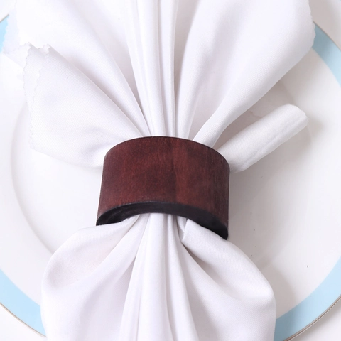 Ronds De Serviette En Bois Marron Foncé Minimaliste Grain De Bois Naturel Décoration De Table Pour Dîner Mariage Hôtel Style Rustique