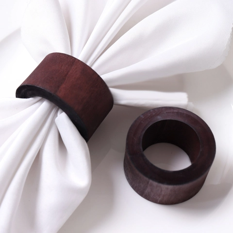 Ronds De Serviette En Bois Marron Foncé Minimaliste Grain De Bois Naturel Décoration De Table Pour Dîner Mariage Hôtel Style Rustique
