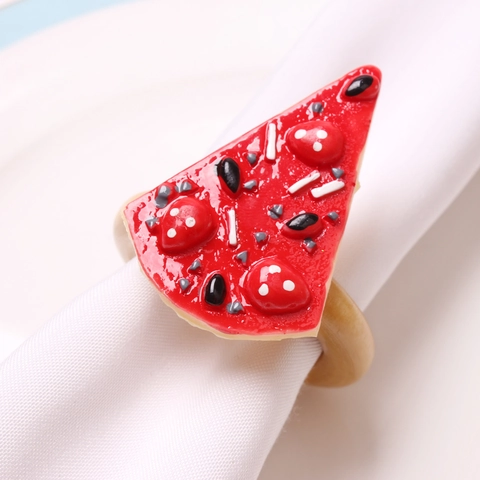 Simulation Food Fruit Napkin Rings Pizza Cherry Watermelon Shape Resin Table Decoration Holder For Party