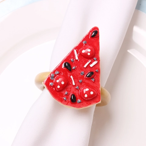 Simulation Food Fruit Napkin Rings Pizza Cherry Watermelon Shape Resin Table Decoration Holder For Party