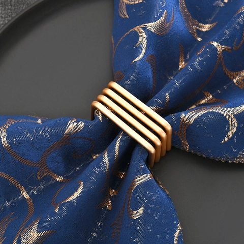Modern Minimalist Square Metal Napkin Ring Gold Electroplated Iron Wire Table Decoration For Wedding Banquet Dining Table Accessories