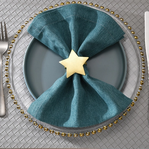 Matte Gold Zinc Alloy Star Napkin Ring For Elegant Table Setting Christmas Wedding Party Modern Western Style Decoration