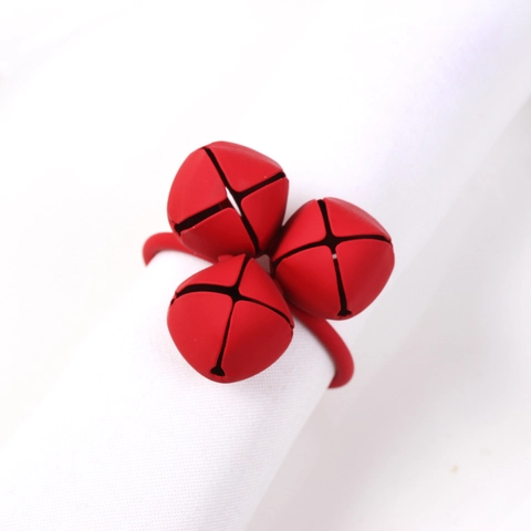 Christmas Napkin Rings Red Jingle Bell Metal Napkin Holders Bells Design For Holiday Table Decoration Party Dinner
