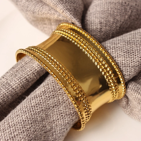 Zinc Alloy Napkin Rings Beaded Edge Metal Napkin Buckles For Table Decor Wedding Hotel Polished