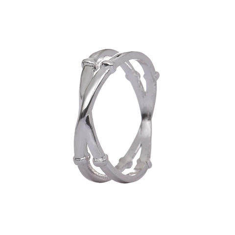 Hotel Zinc Alloy Bamboo Knot Double Ring Napkin Ring Electroplated Gold Silver Serviette Holder For Wedding Banquet Table Decoration