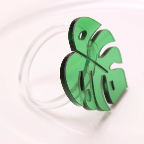 Monstera Leaf Napkin Rings Acrylic Transparent Green Tropical Leaf Napkin Holders For Hotel Wedding Dinner Party Table Decoration