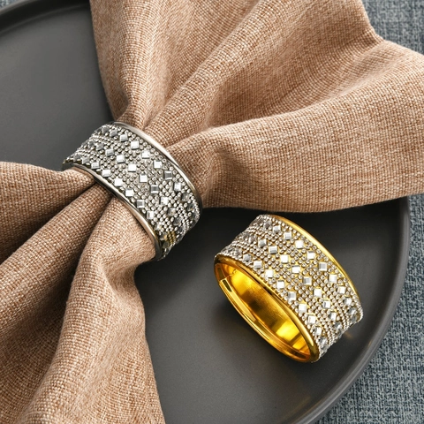 Servilleteros De Lujo De Metal Con Diamantes De Imitación Oro Plata Hebillas Para Boda Banquete Hotel Decoración De Mesa