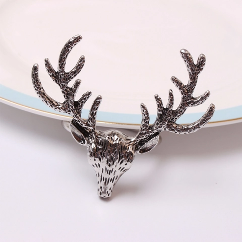 Ronds De Serviette Tête De Renne Boucles En Métal Pour Fête De Noël Mariage Banquet Décoration De Table Élégant