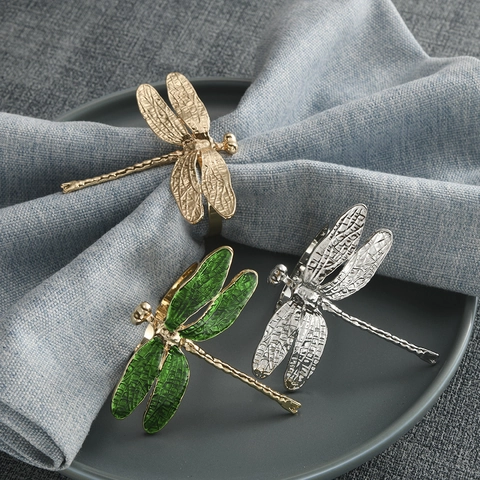 Dragonfly Napkin Rings Metal Enamel Insect Shape Holders For Hotel Wedding Restaurant Dinner Table Decoration