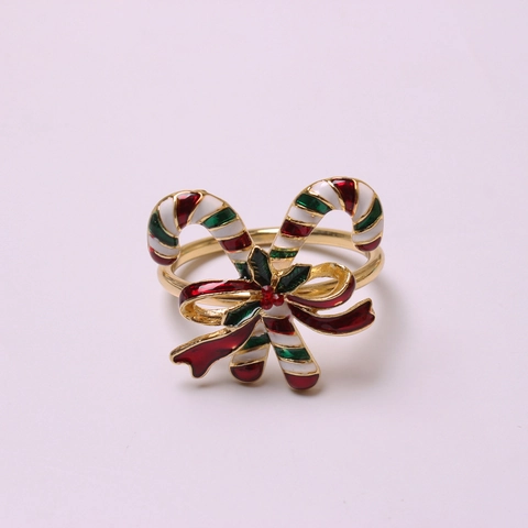 Ronds De Serviette De Noël Alliage Métal Renne Bonhomme De Neige Couronne Canne À Sucre Décor De Table De Fête