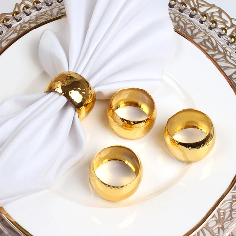 Hammered Gold Napkin Rings Metal Drum Shape Decorative Buckles For Hotel Wedding Dinner Party Table Decoration Modern Style