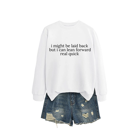 Felpa Donna Girocollo Manica Lunga Casual Vestibilità Comoda Misto Cotone Stampa Lettere Slogan Top Pullover Moda