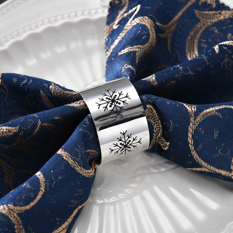 Servilleteros De Metal Galvanizado Diseño De Copo De Nieve Hueco Para Decoración De Mesa De Boda De Navidad Oro Plata