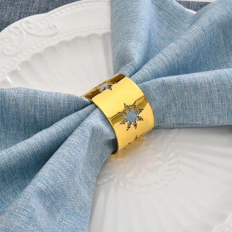 Hollow Snowflake Napkin Rings Plated Metal Holders For Christmas Wedding Party Table Decoration