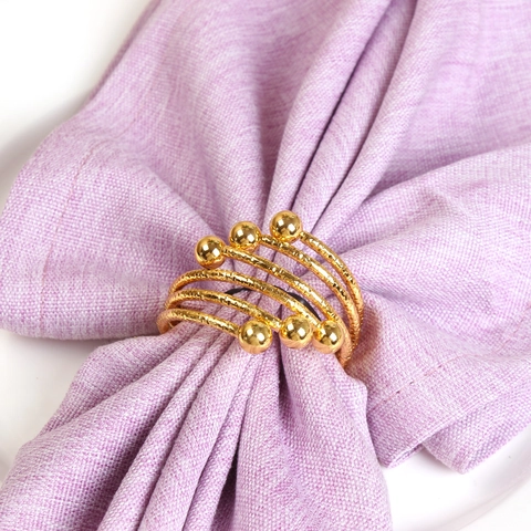 Spiral Metal Napkin Rings Multi Layer Wire With Beads Electroplated Table Decor For Wedding Dinner Party