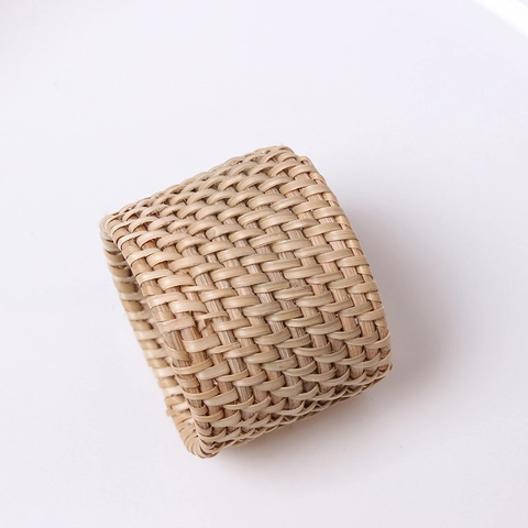 Portatovaglioli Intrecciati A Mano In Rattan Naturale Supporti Per Tavolo Decorazione Rustica Forniture Matrimonio