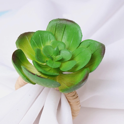 Portatovagliolo Succulento Simulazione Pianta Verde Decorazione In EVA Artificiale Con Cappio Intrecciato A Mano Per Decorazione Tavola Ristorante Stile Rustico