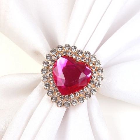 Rond De Serviette En Strass Forme De Coeur Alliage De Zinc Métal Décoration De Table Mariage Saint Valentin Élégant Poli