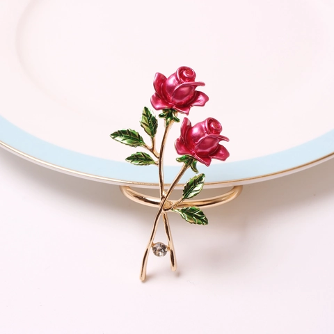 Rond De Serviette Fleur Rose Alliage Strass Émail Floral Décoration De Table Saint Valentin Mariage Hôtel