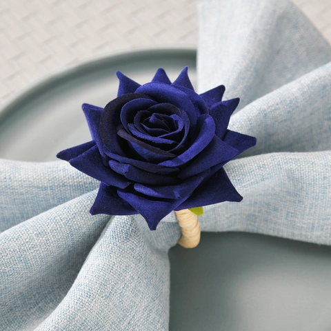 Rose Napkin Rings Handmade Velvet Floral Buckles For Wedding Valentine Day Romantic Dinner Table Decor Elegant