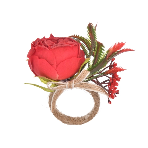 Künstliche Rose Serviettenring Handgefertigte Satinnblume Jute Seil Tischdekoration Für Hochzeit Valentinstag Landhausstil