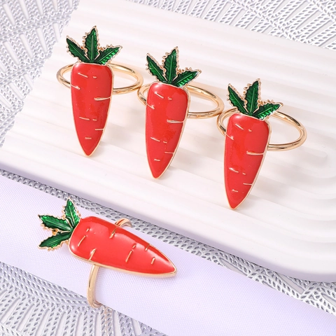 Carrot Napkin Rings Metal Enamel Colorful Easter Holiday Hotel Table Decoration Spring Dining Accessories