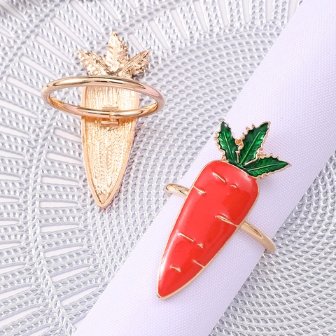 Carrot Napkin Rings Metal Enamel Colorful Easter Holiday Hotel Table Decoration Spring Dining Accessories